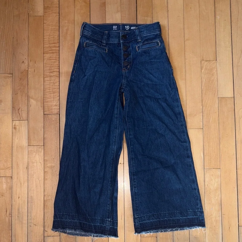 GAP Kids Wide-Leg Ankle Jeans - Dark Blue